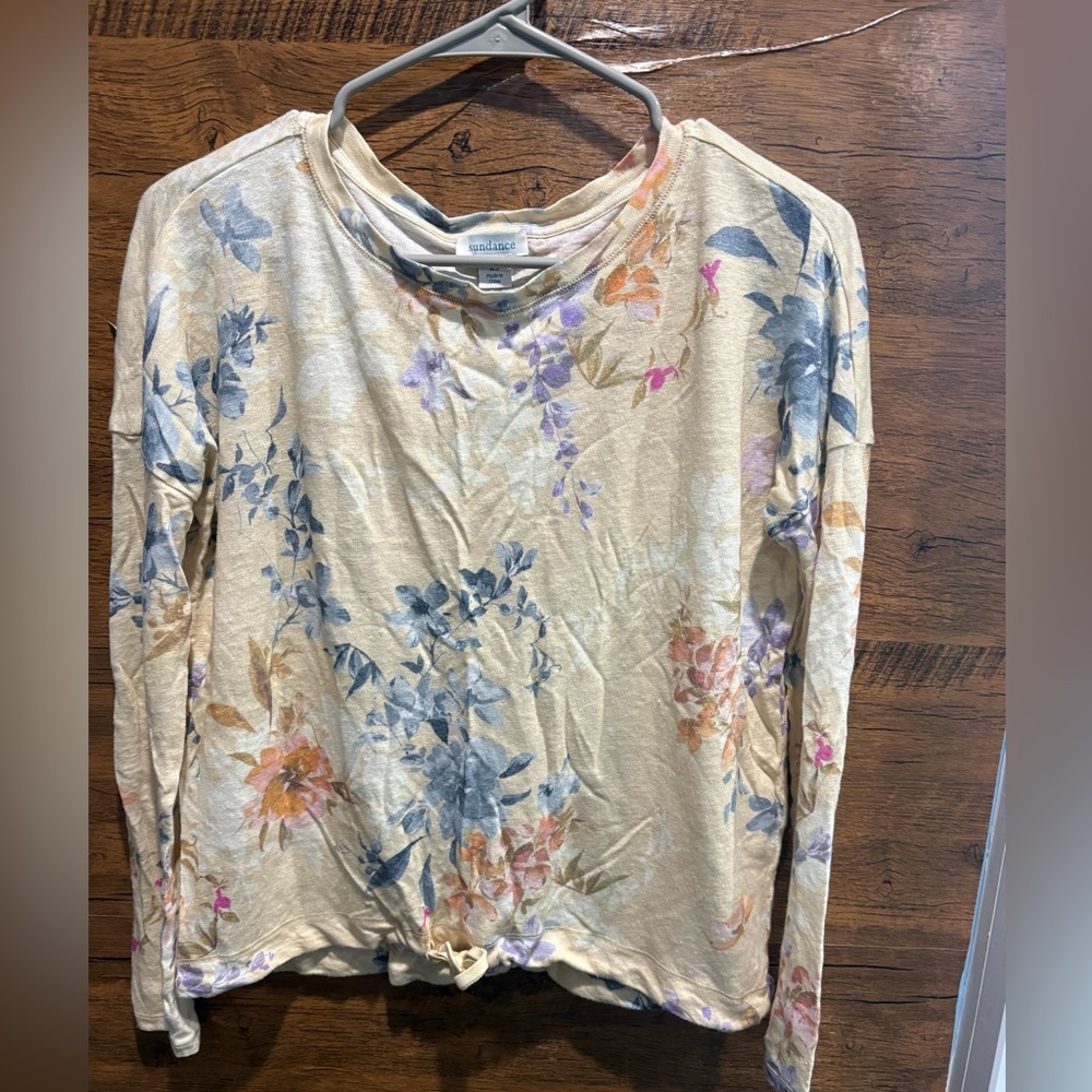 Sundance Woman’s 100% Linen Floral Long Sleeve Top, Size XS (oversized) EUC - Picture 2 of 7